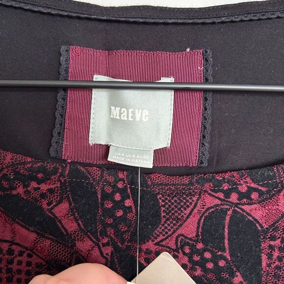 Maeve Elorn Velvet and Lace Ruched Dress - Picture 4 of 9